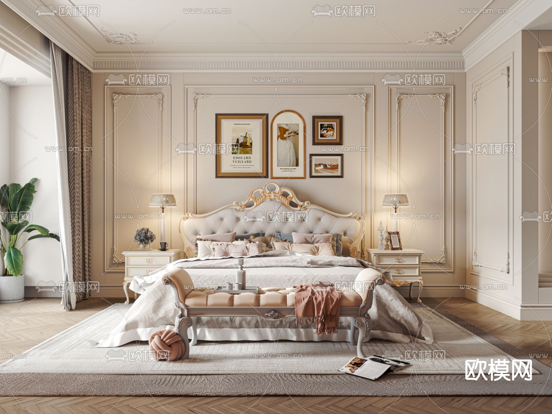 美式卧室 主卧3d模型下载