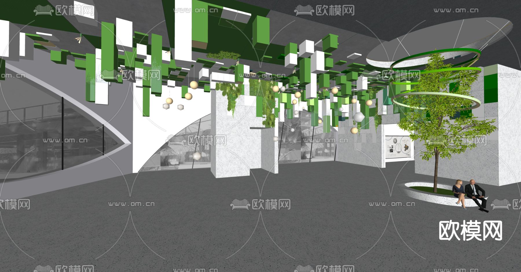 自然风展厅su模型下载（渲染图3）