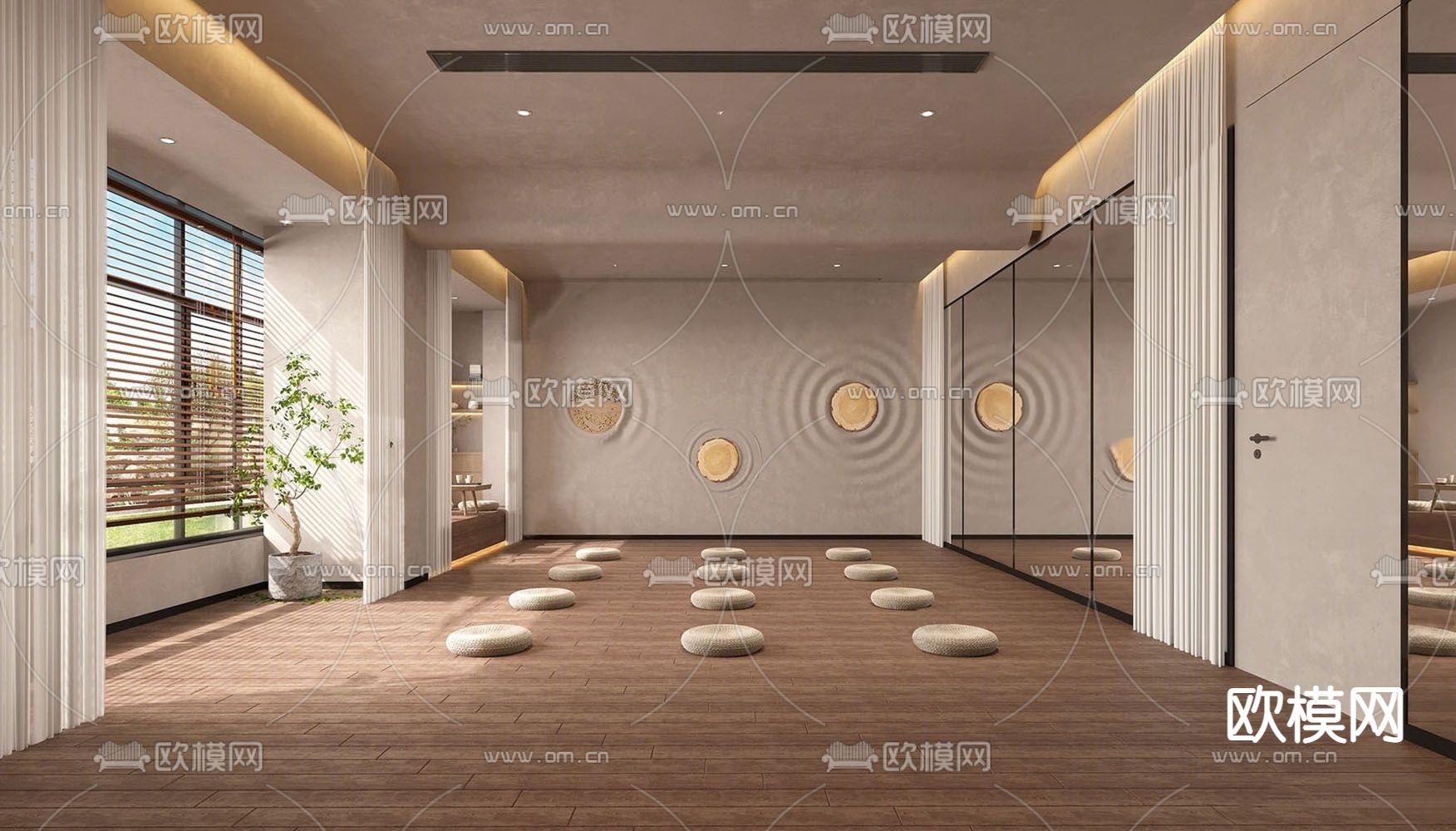 侘寂瑜伽室su模型下载（渲染图1）