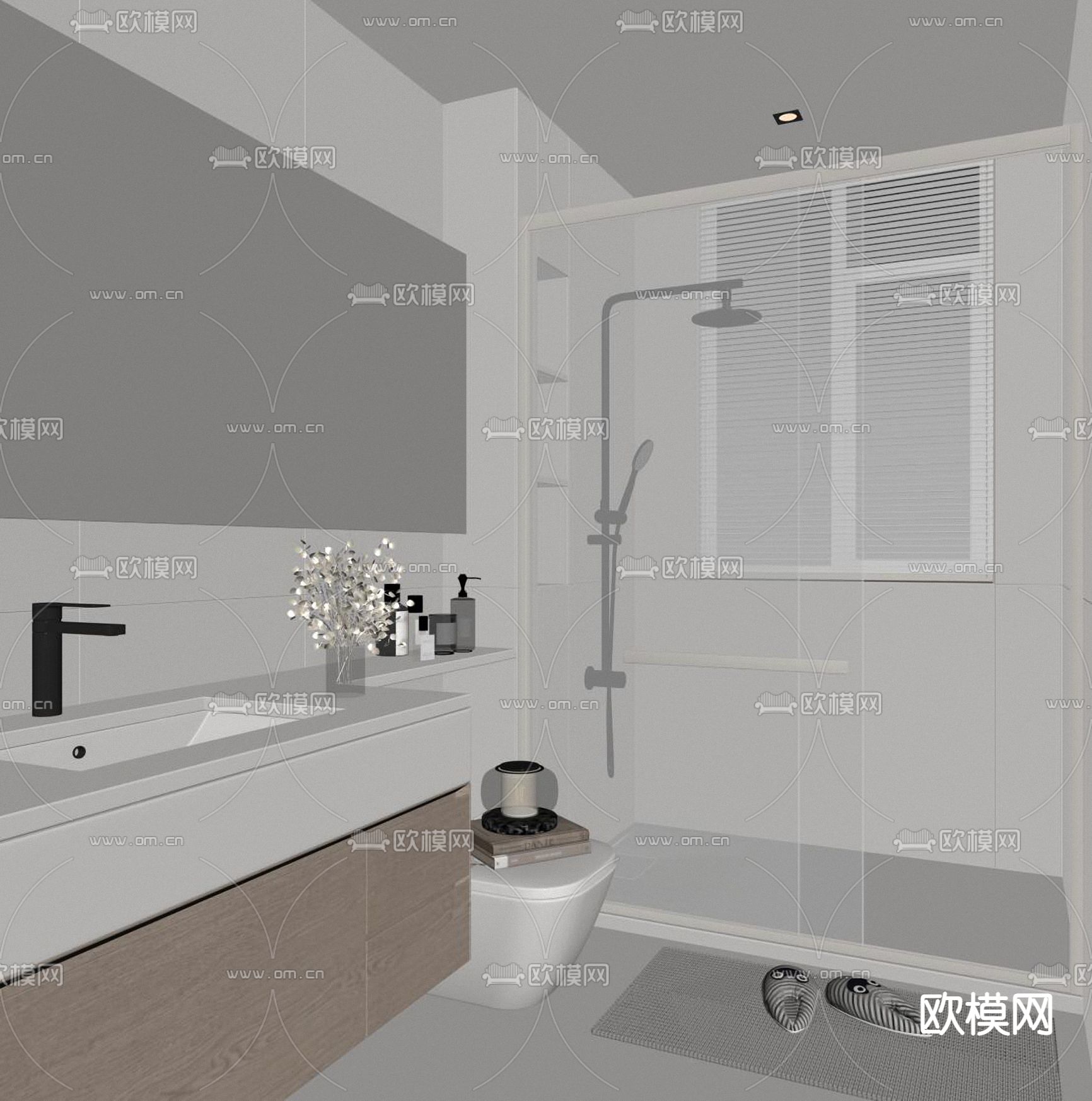 现代卫生间 浴室su模型下载（渲染图2）
