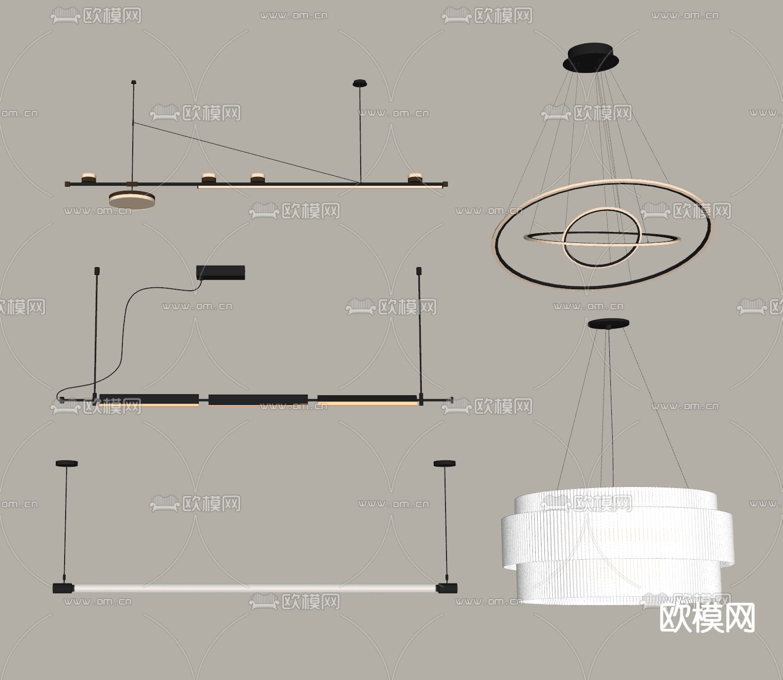 餐厅吊灯 大厅灯su模型下载（渲染图2）