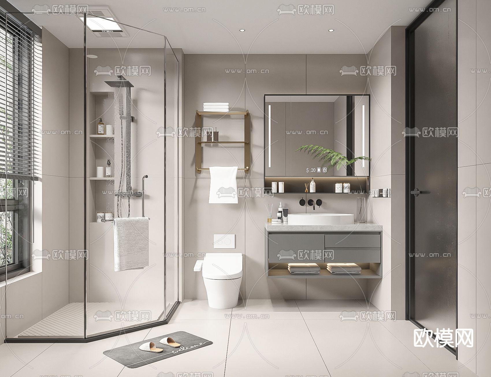 现代卫生间 浴室 洗手间3d模型下载