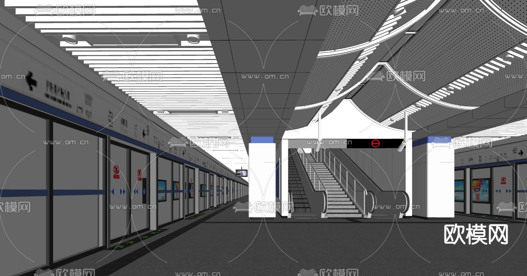 现代地铁站su模型下载（渲染图2）