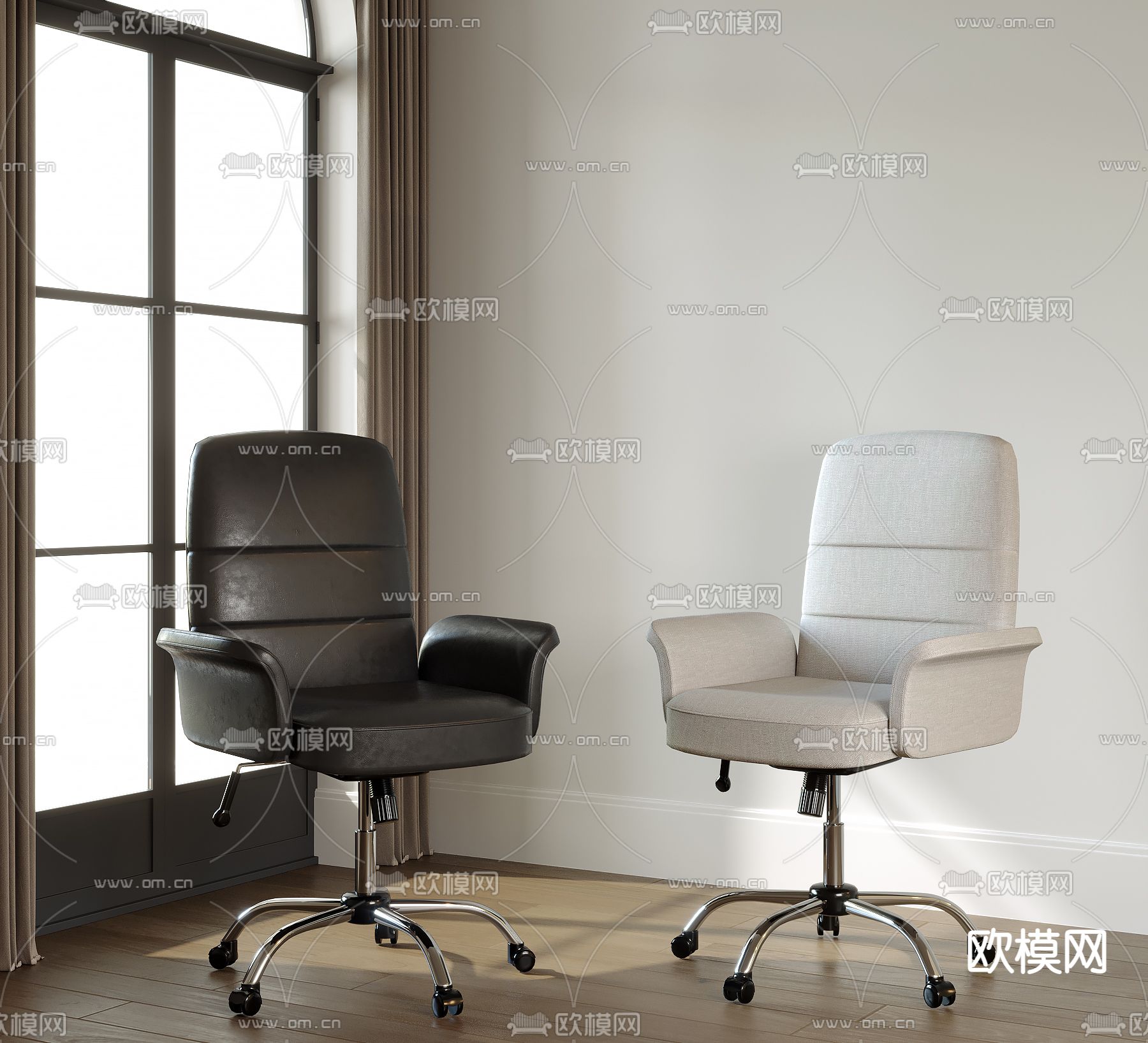 皮质办公椅 职员椅3d模型下载