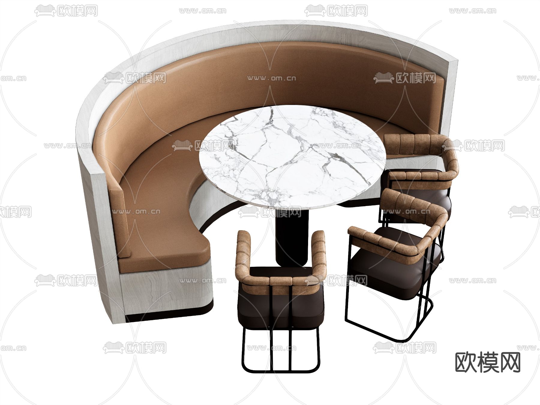 卡座沙发 洽谈沙发su模型下载（渲染图1）
