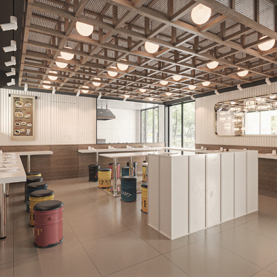  现代快餐厅su模型 