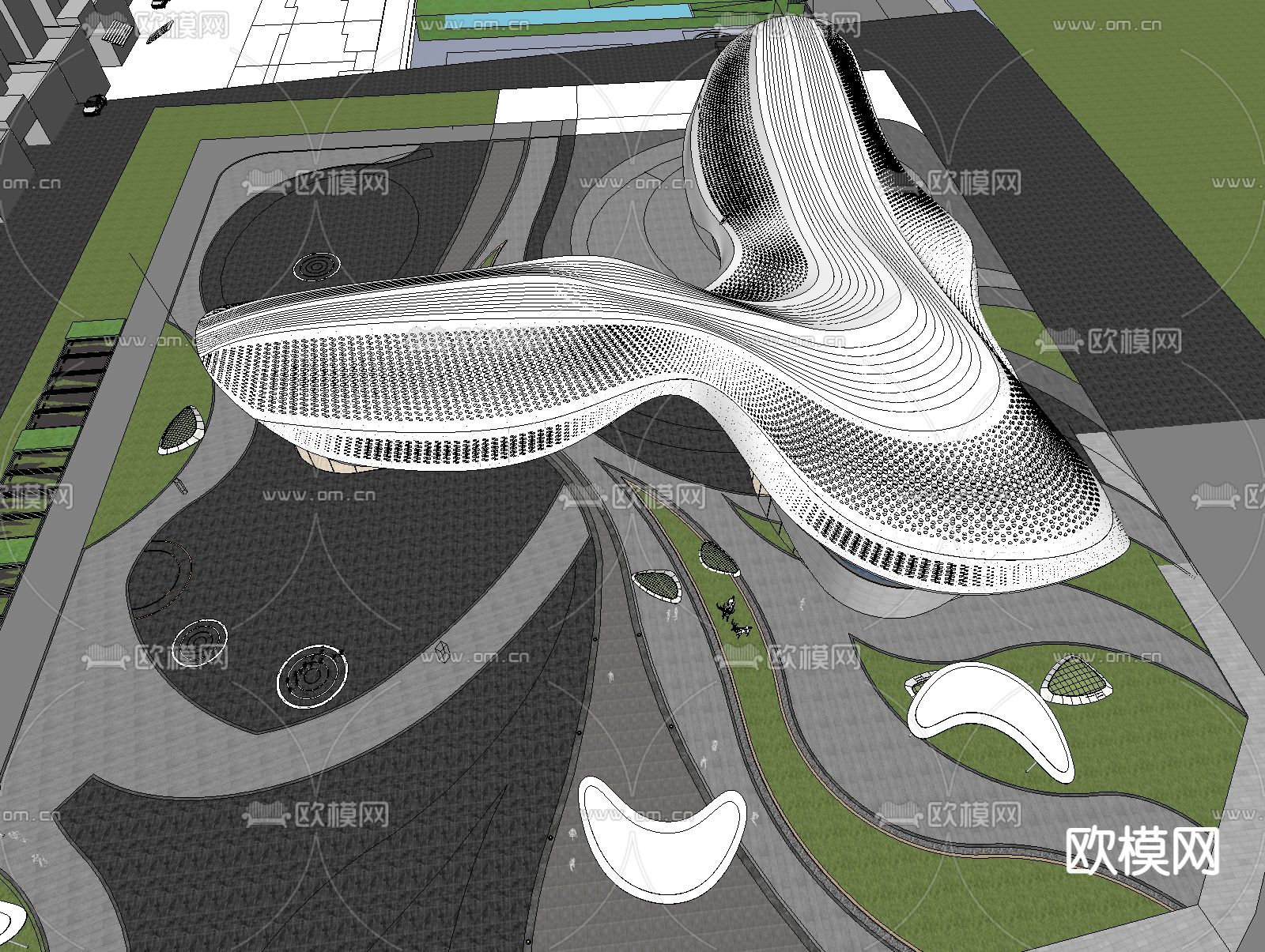 售楼处 外观su模型下载（渲染图4）