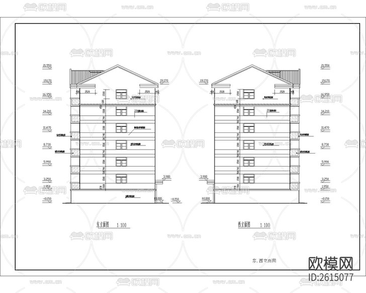 宿舍樓建筑cad施工圖下載(渲染圖8)