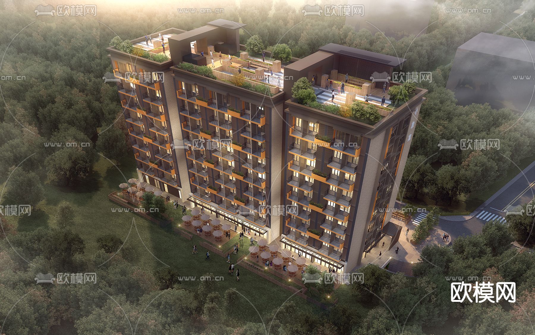 青年公寓 外观su模型下载（渲染图2）