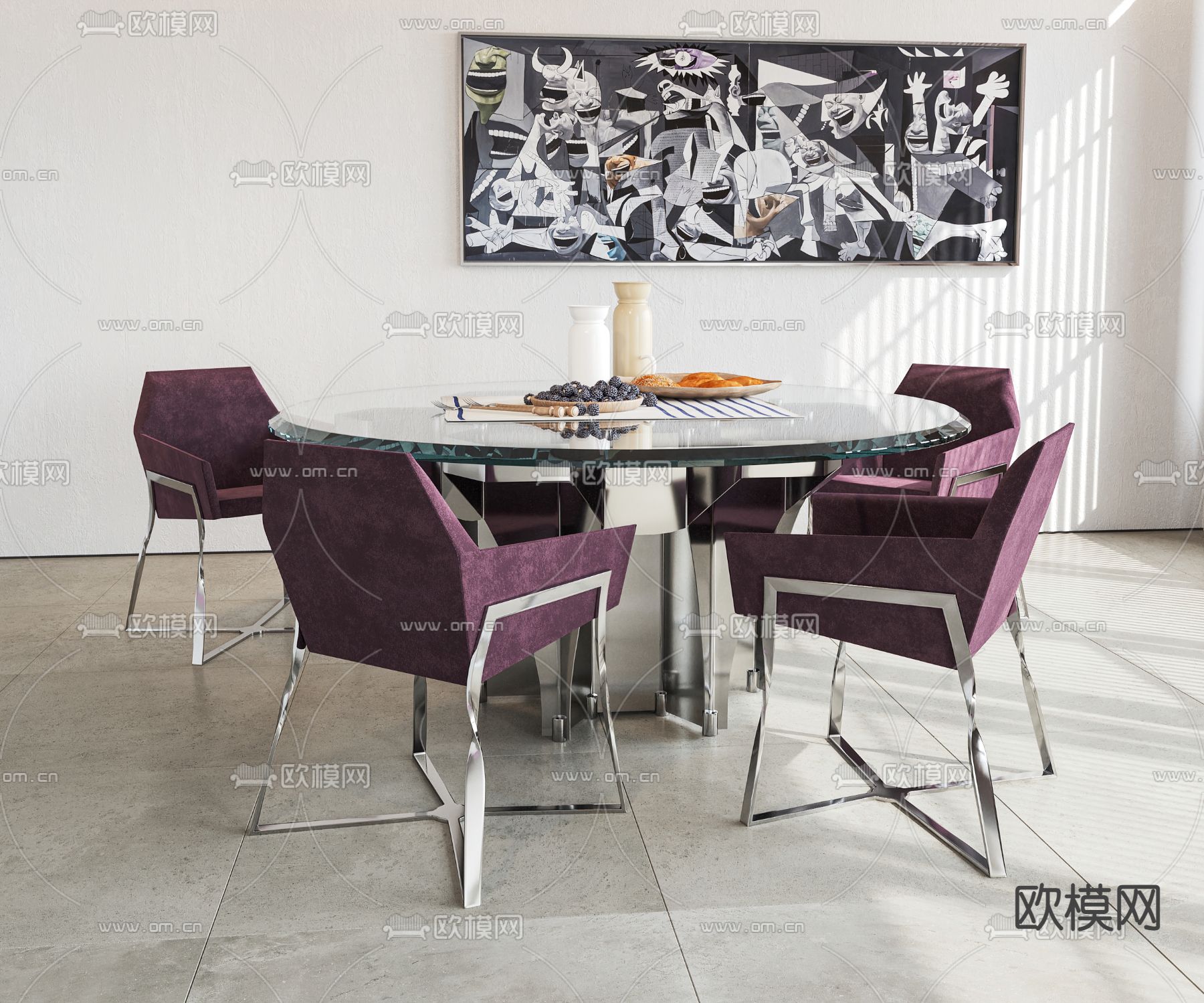 后现代餐桌椅su模型下载（渲染图1）