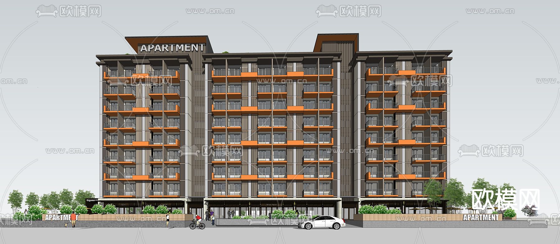 青年公寓 外观su模型下载（渲染图4）