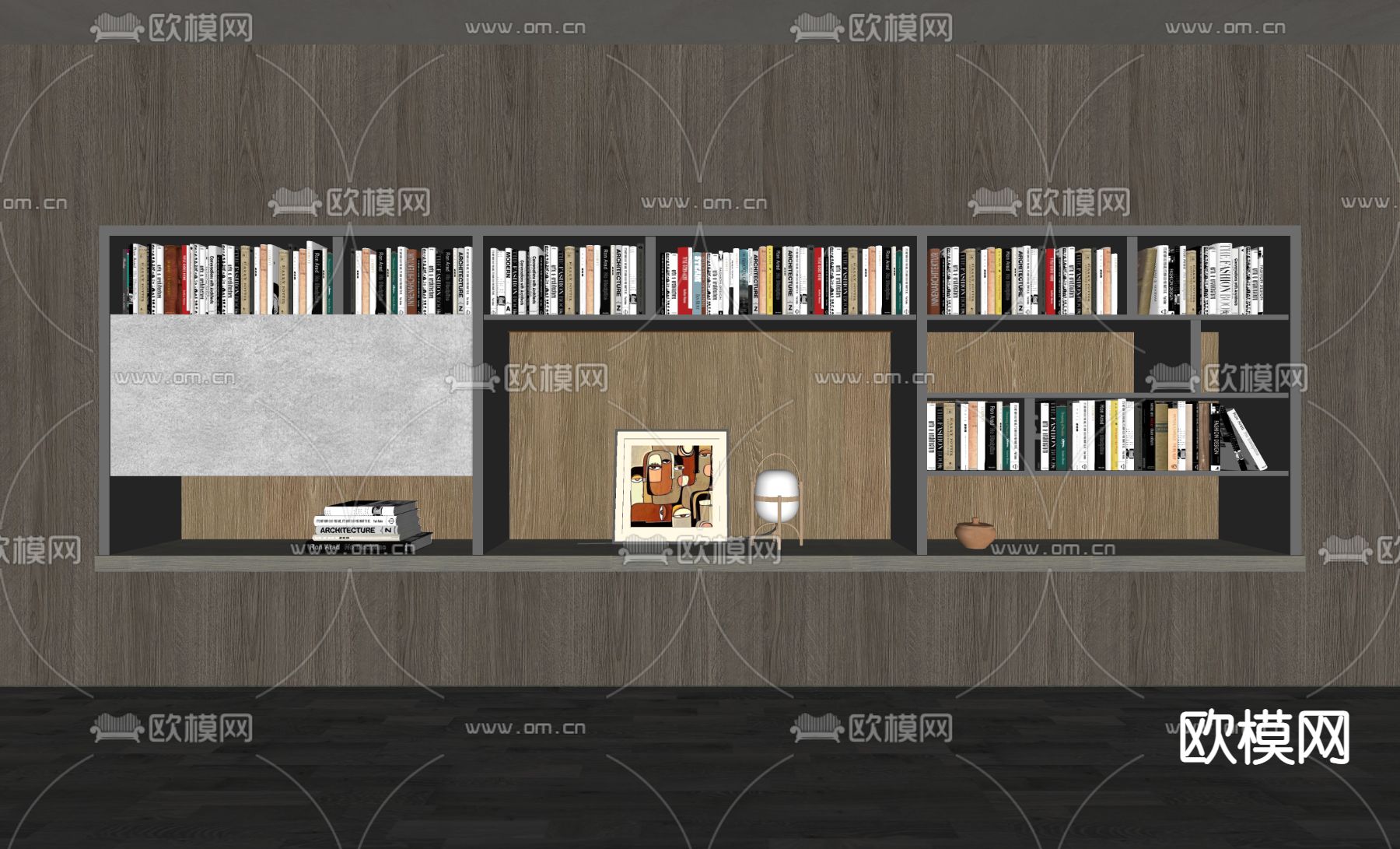 poliform 书柜 装饰柜su模型下载（渲染图2）