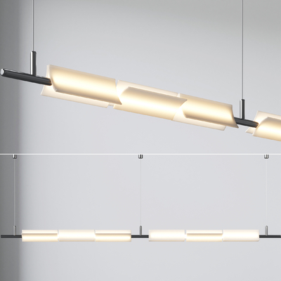  长条吊灯 办公灯su模型 