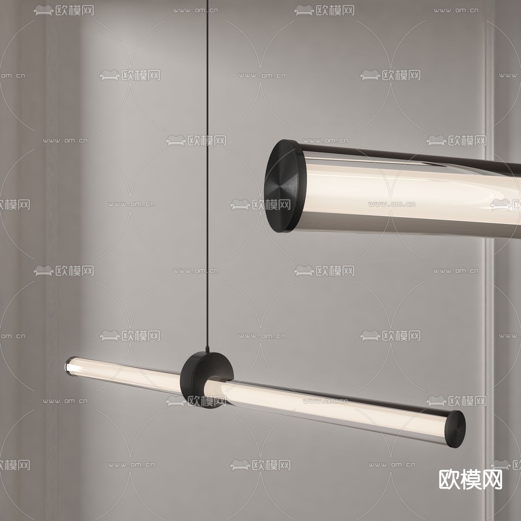 办公吊灯 圆柱吊灯3d模型下载