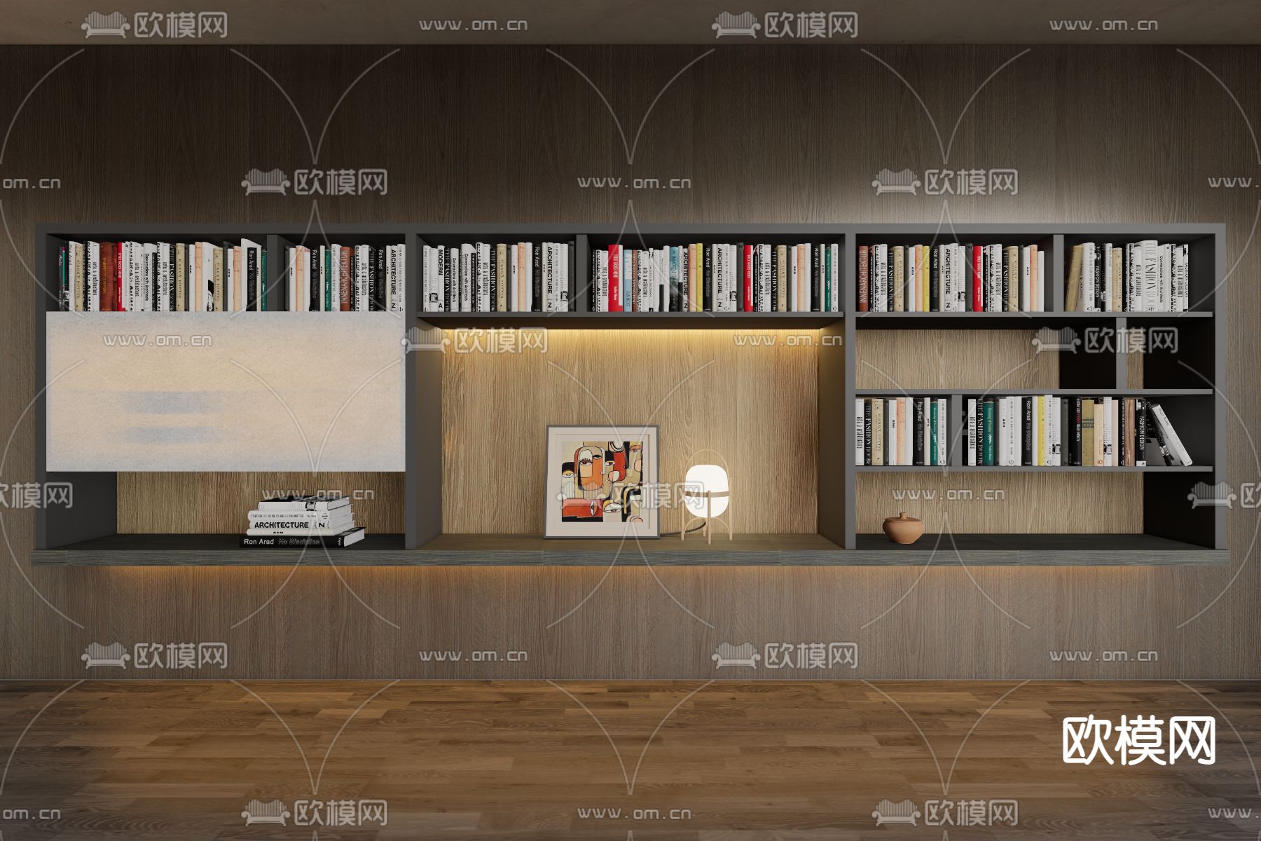 poliform 书柜 装饰柜su模型下载（渲染图1）