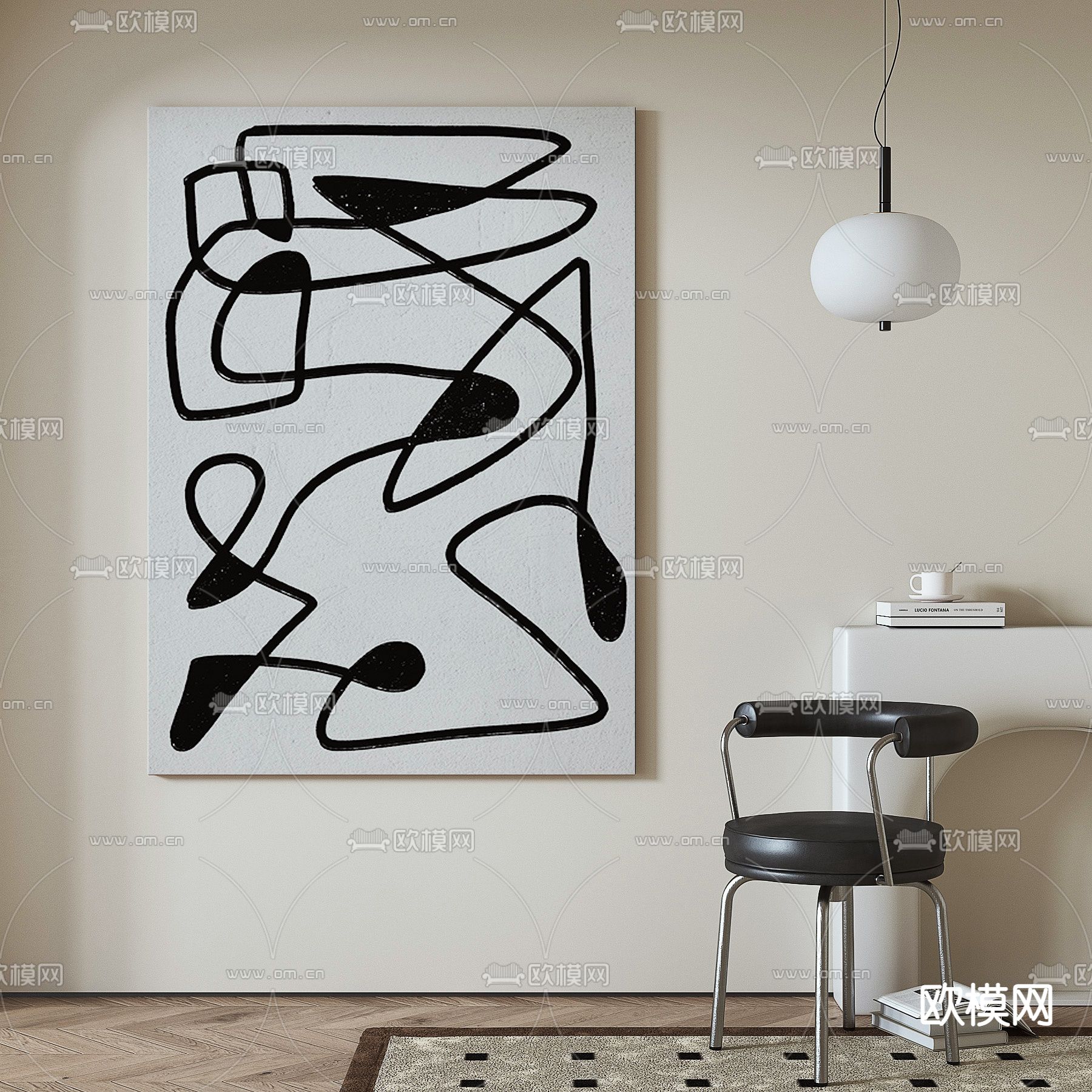现代抽象装饰画su模型下载_ID14060665_sketchup模型下载-欧模网