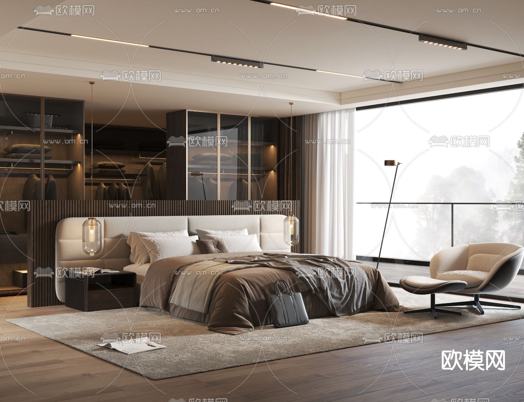 Minotti 双人床3d模型下载（渲染图1）