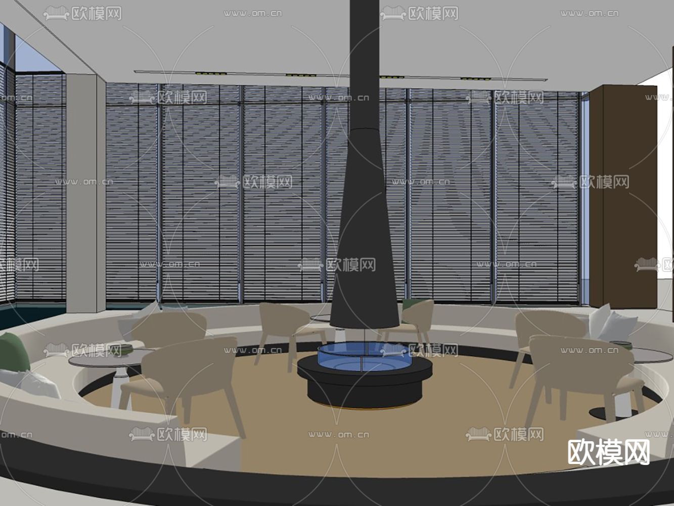 会所休闲区 大堂吧su模型下载（渲染图7）