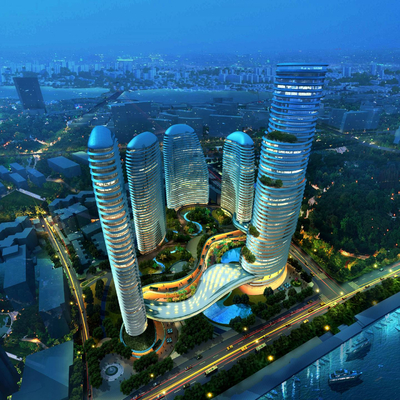  度假酒店 鸟瞰su模型 