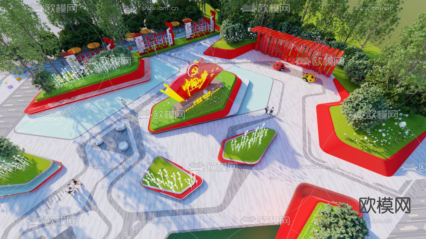 党建文化广场su模型