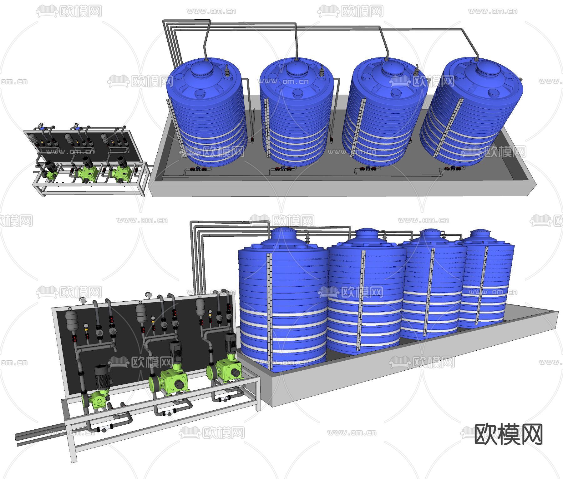 工业设备 水厂设备su模型下载（渲染图2）