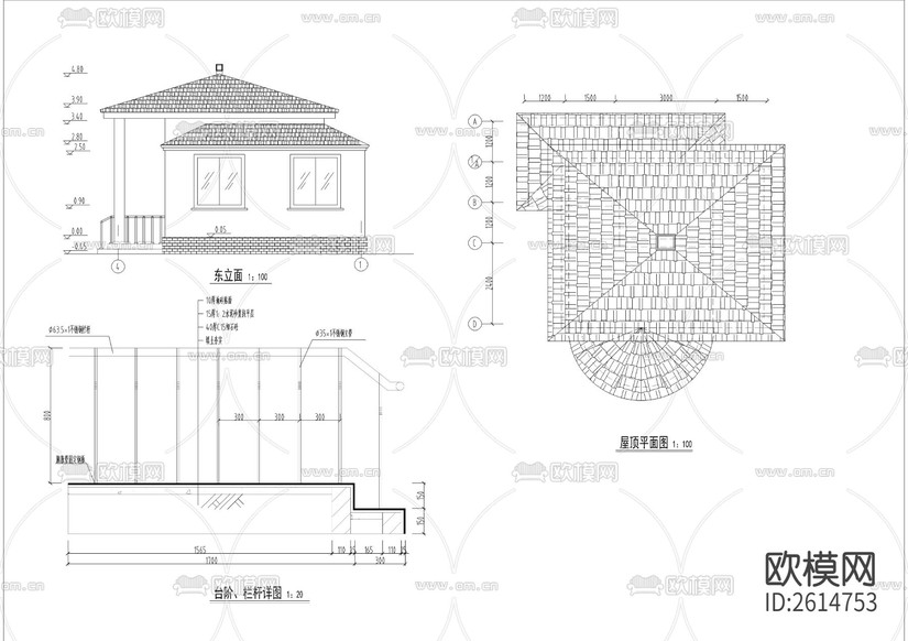 售票亭建筑結構cad施工圖下載(渲染圖2)