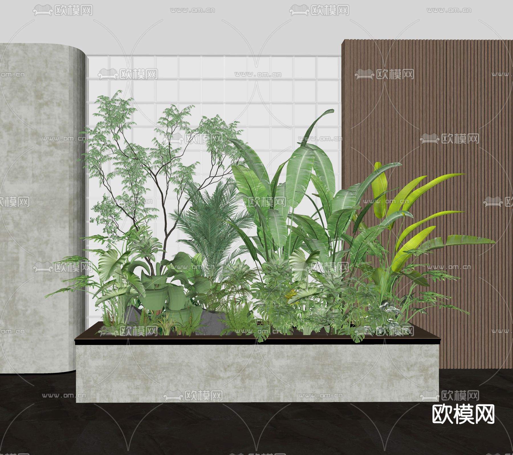 植物堆 绿植堆 花坛su模型下载（渲染图2）