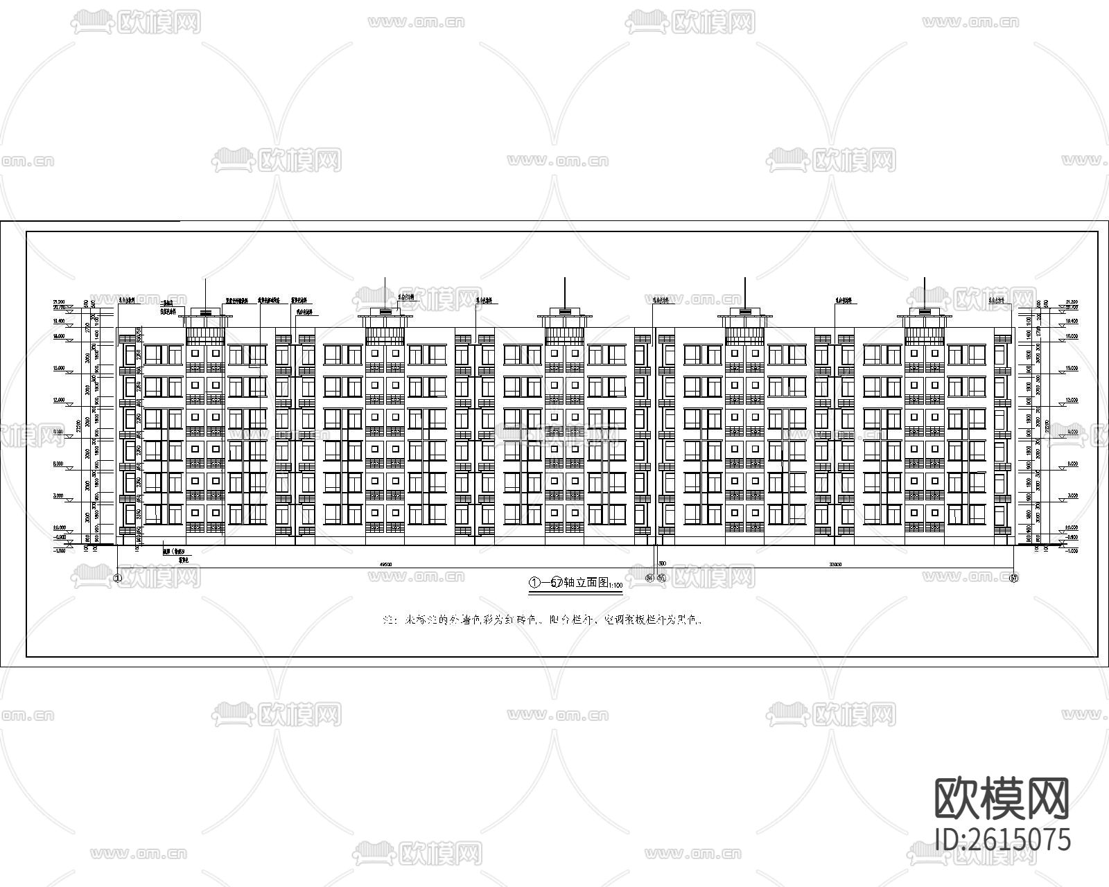 小区多层住宅建cad施工图下载（渲染图3）