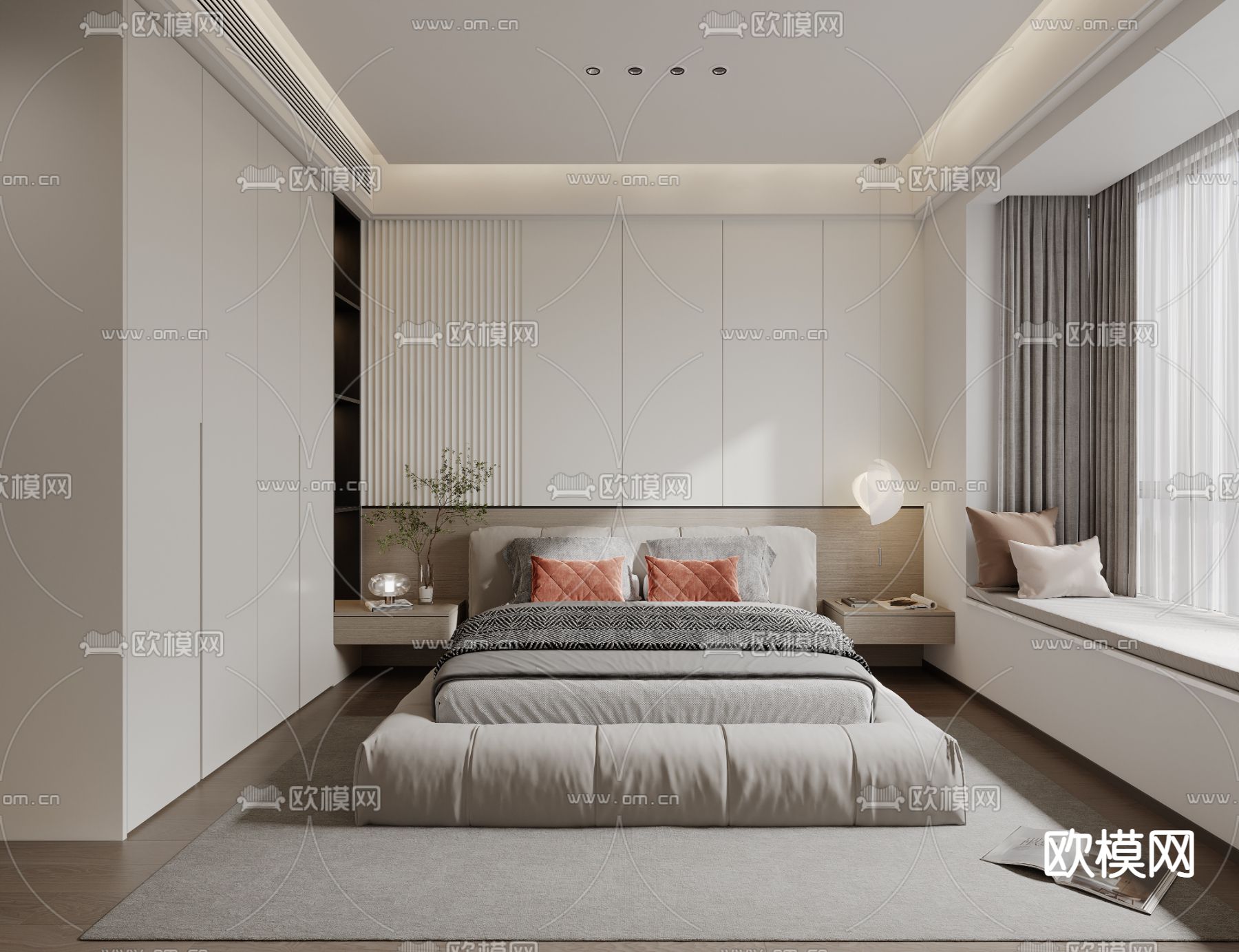 现代卧室 主卧3d模型下载