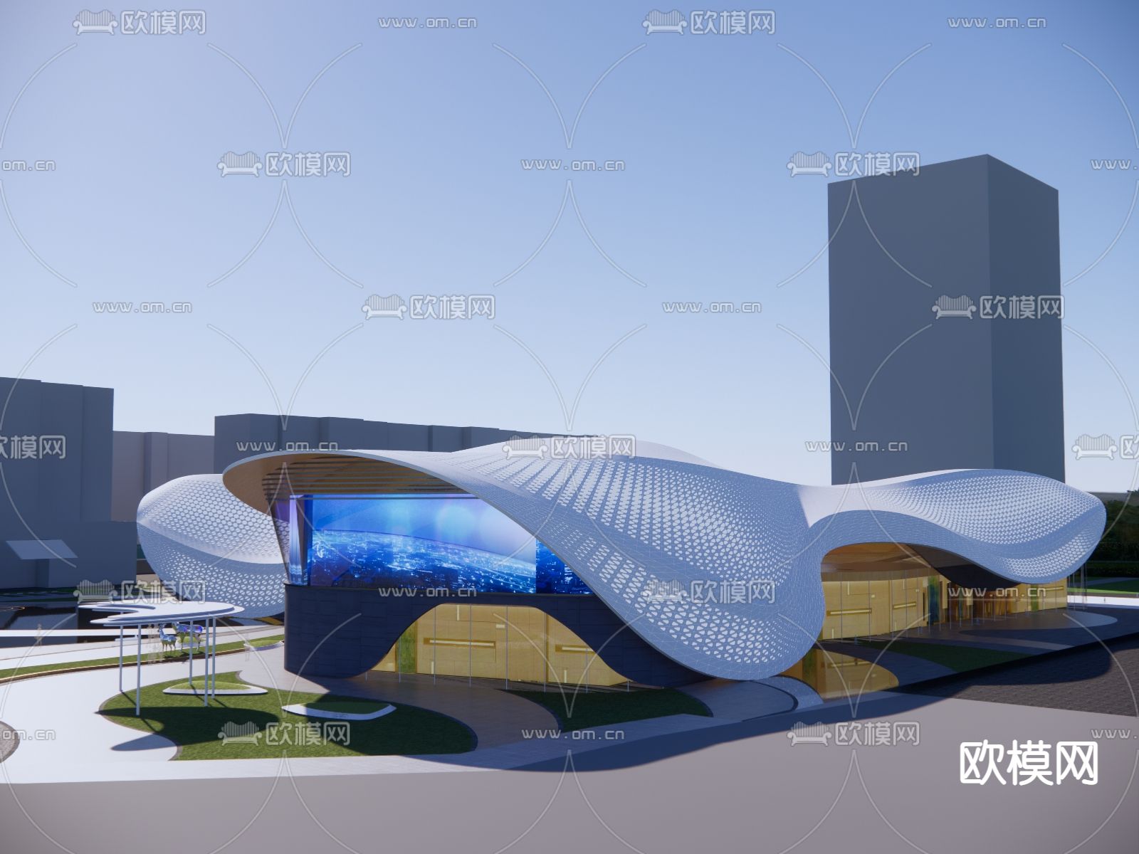 售楼处 外观su模型下载（渲染图2）