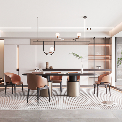  Poliform 轻奢餐厅su模型 