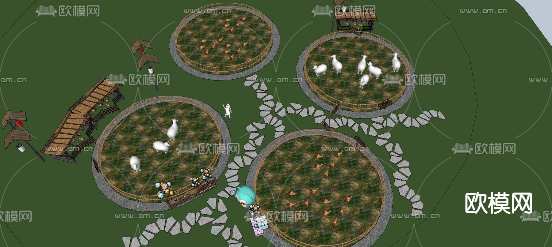 农场 牧场su模型