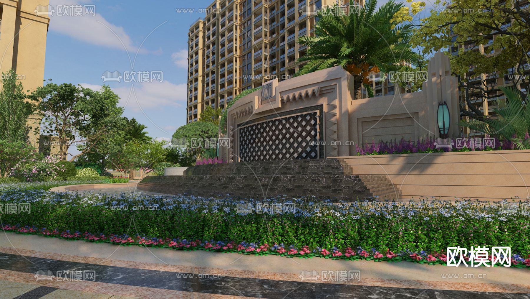 欧式园林景观3d模型下载