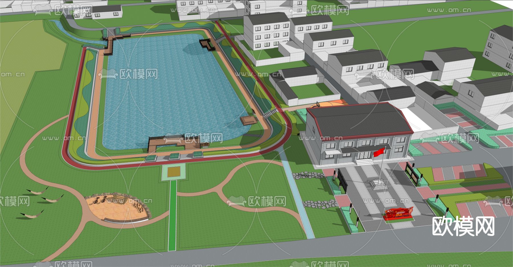 活动广场su模型下载（渲染图4）