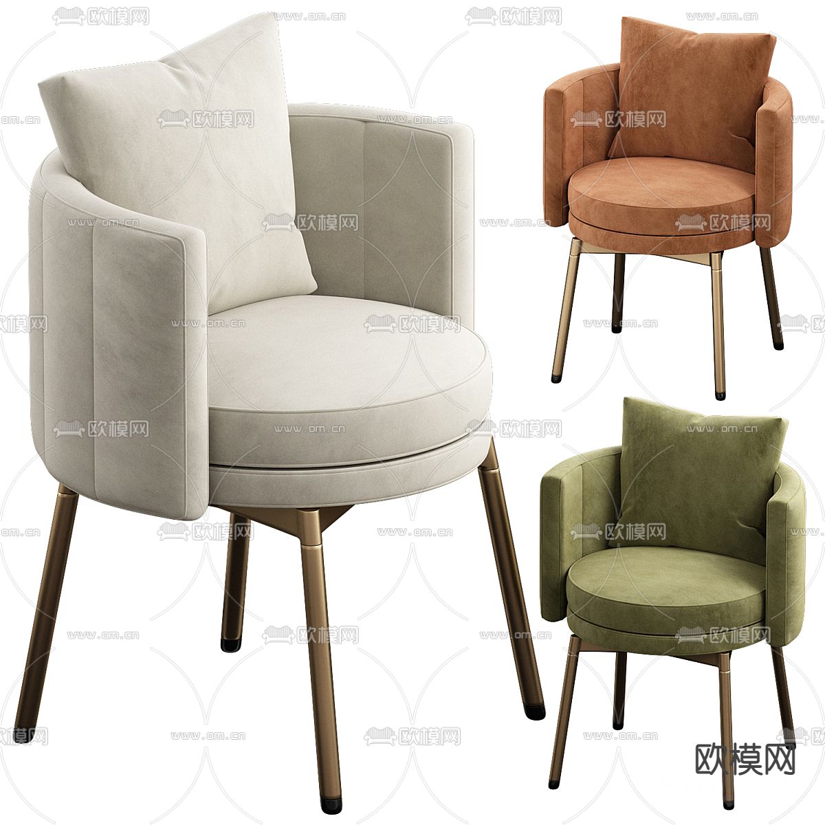 Minotti 椅子 餐椅3d模型下载（渲染图2）