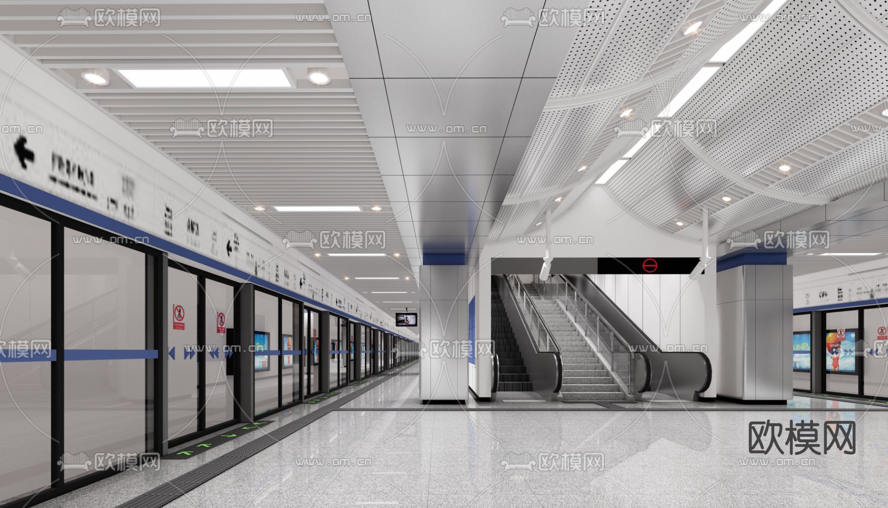 现代地铁站su模型下载（渲染图1）