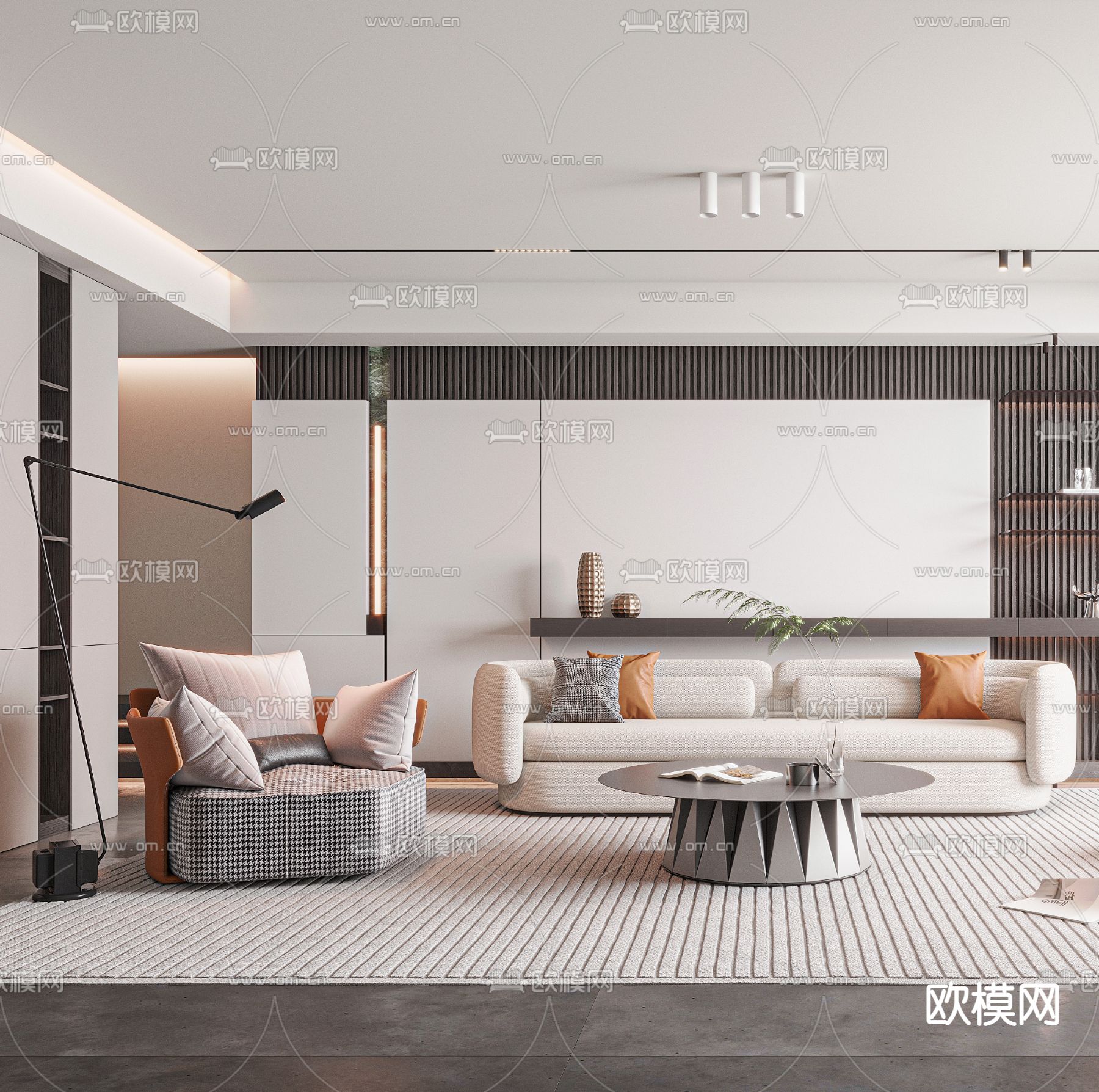 B&B Italia 轻奢客厅su模型下载（渲染图2）