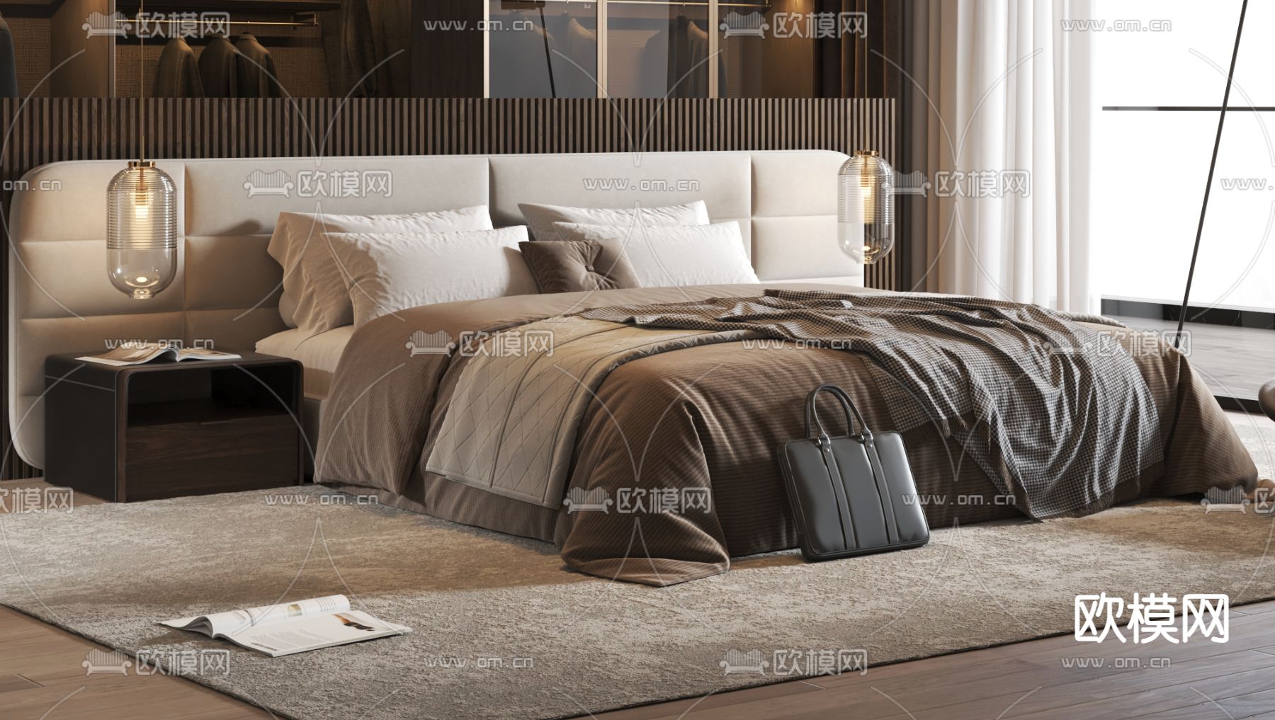 Minotti 双人床3d模型下载（渲染图2）