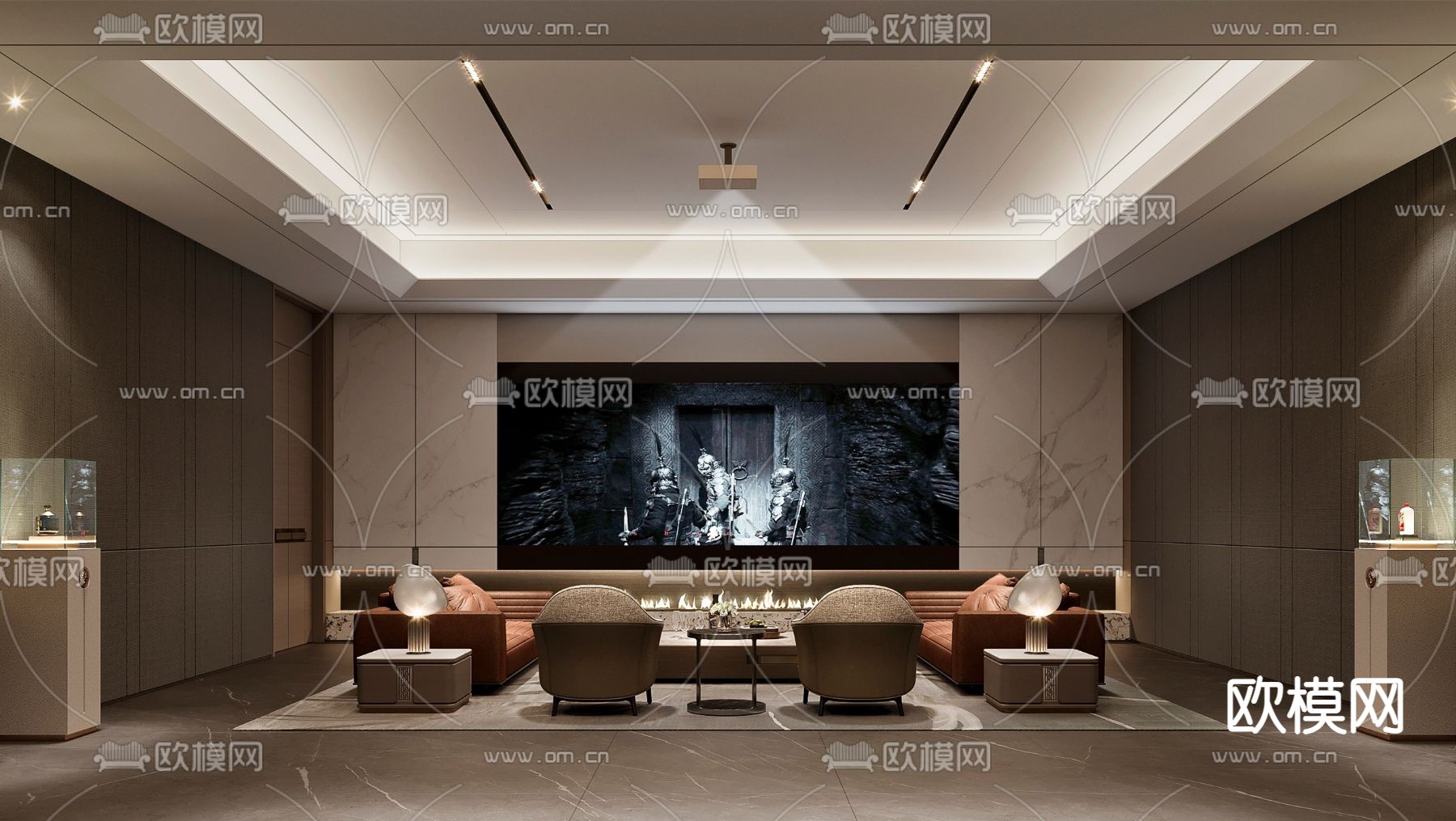 影音室 视听室 家庭影院3d模型下载（渲染图1）