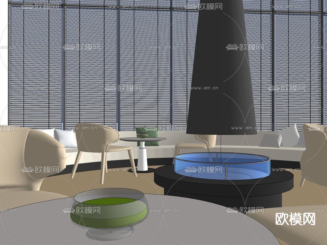 会所休闲区 大堂吧su模型下载（渲染图8）