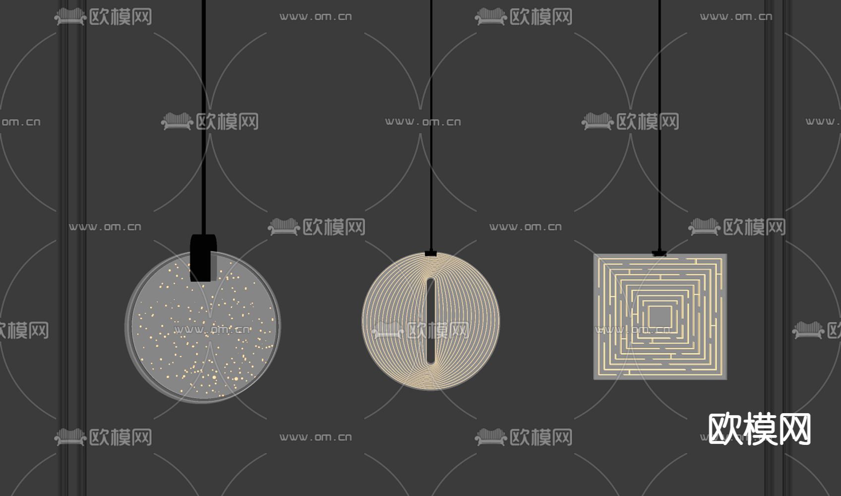 轻奢吊灯 床头灯su模型下载（渲染图2）