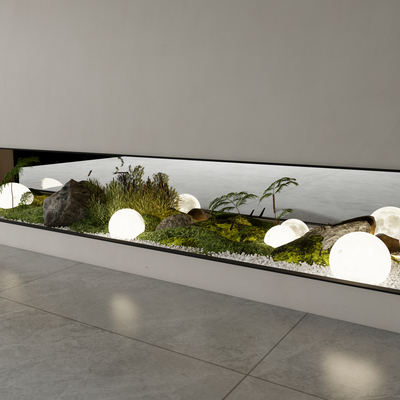  苔石 灯球 植物堆su模型 