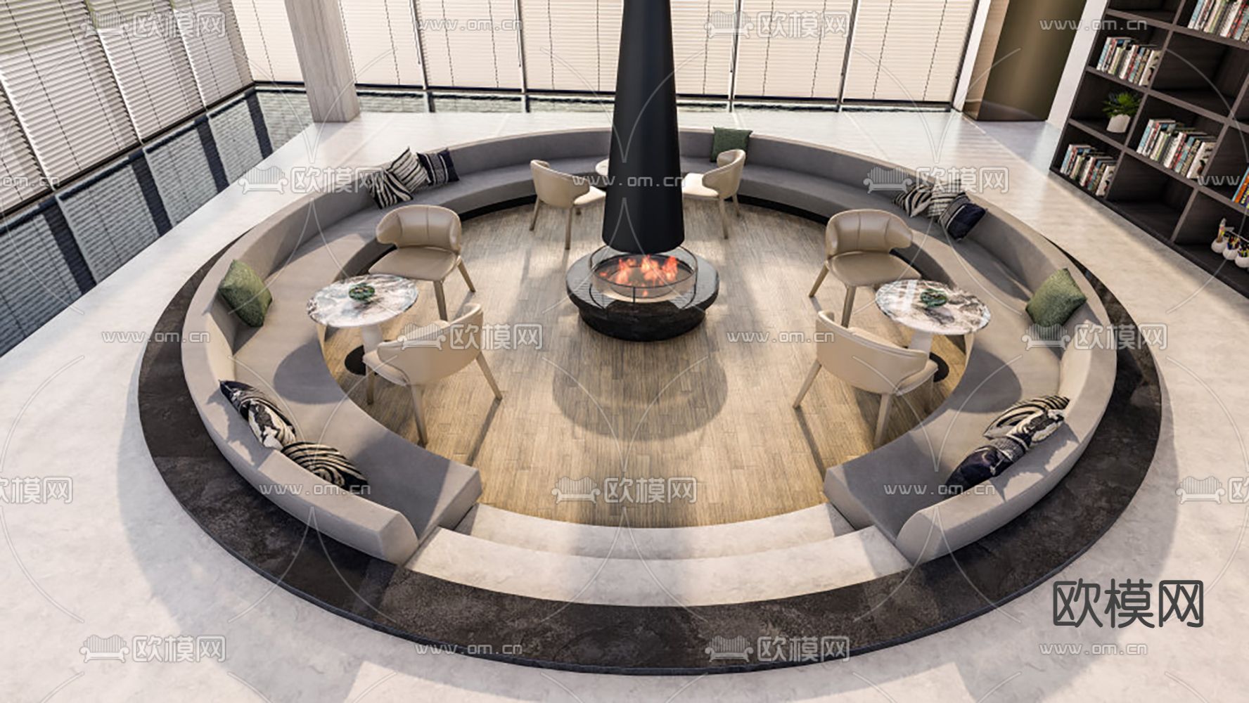 会所休闲区 大堂吧su模型下载（渲染图1）