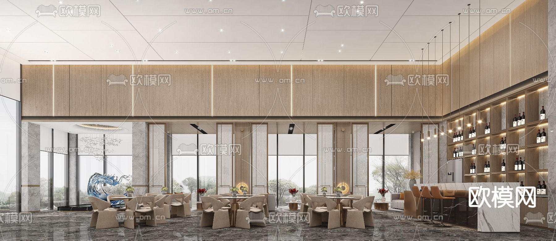 售楼处水吧 洽谈区3d模型下载