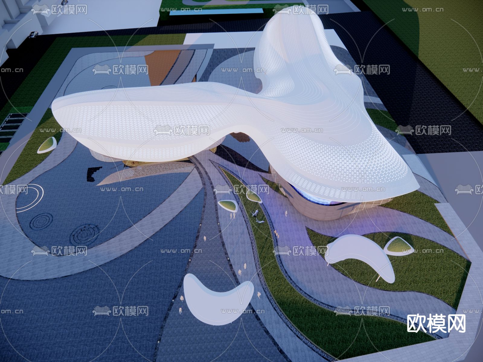 售楼处 外观su模型下载（渲染图3）