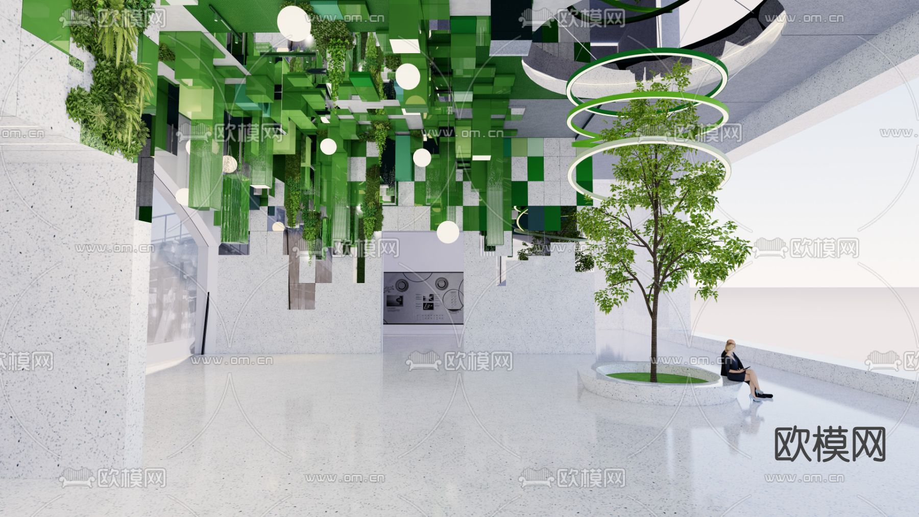 自然风展厅su模型下载（渲染图1）