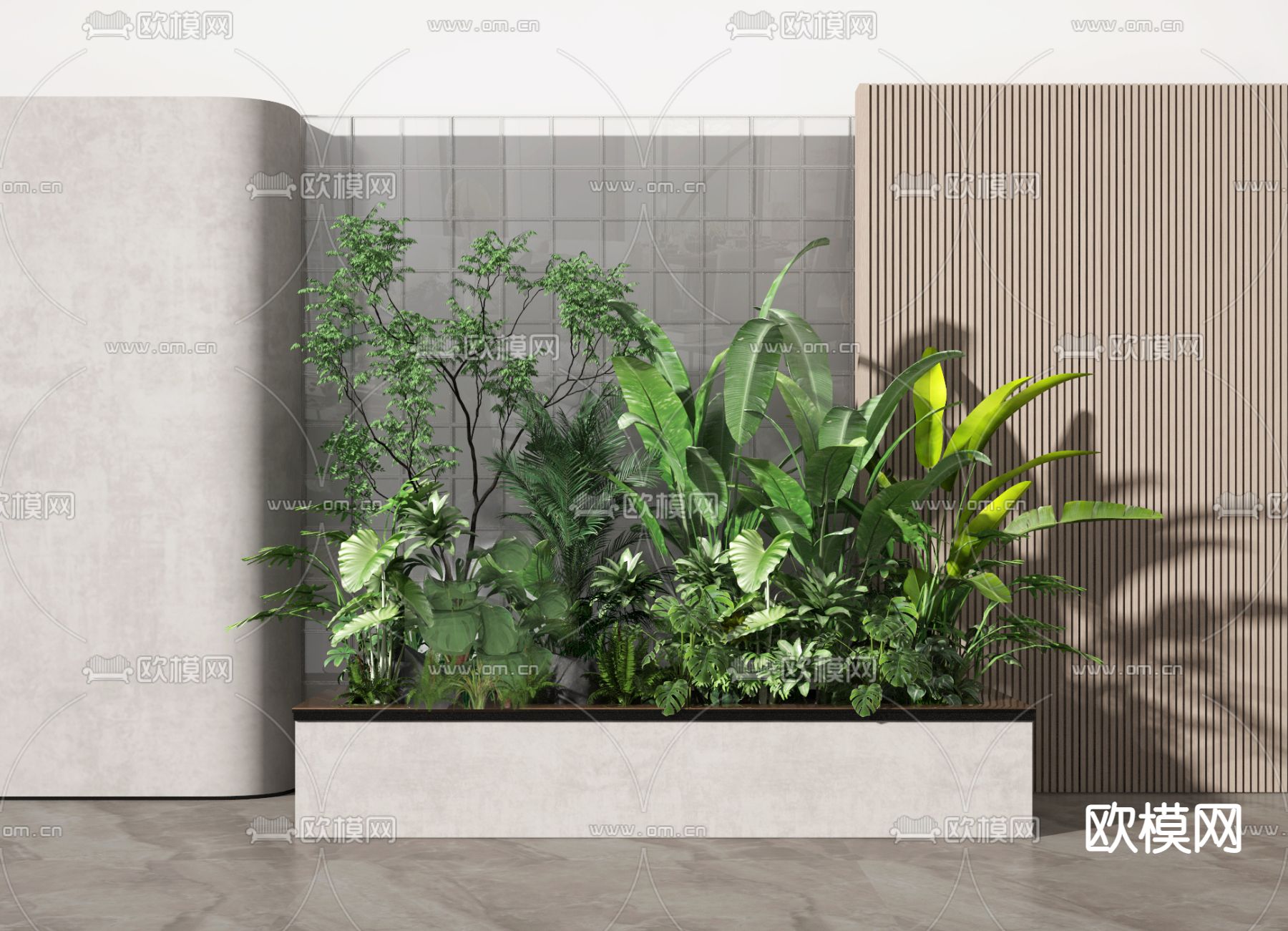 植物堆 绿植堆 花坛su模型下载（渲染图1）