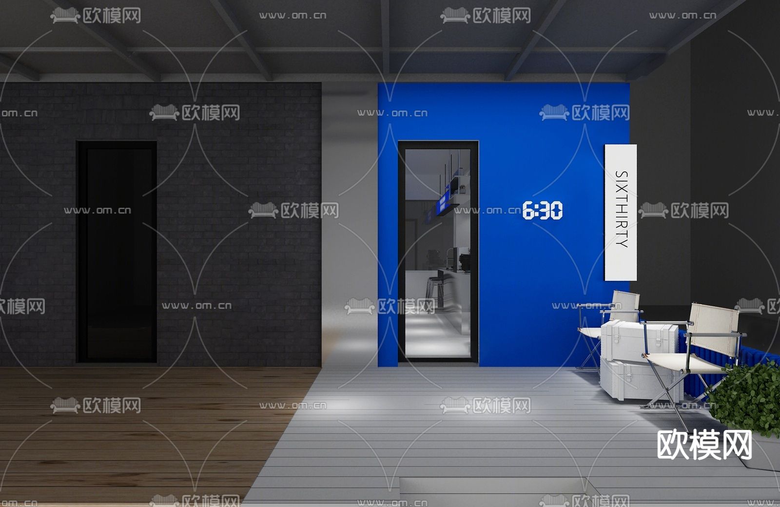 现代咖啡厅su模型下载（渲染图1）