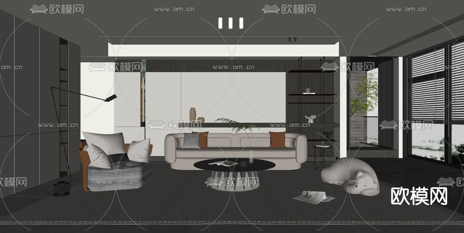 B&B Italia 轻奢客厅su模型下载（渲染图4）