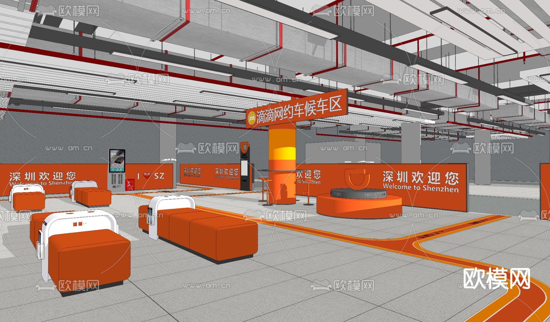 车站 候车区su模型下载（渲染图2）